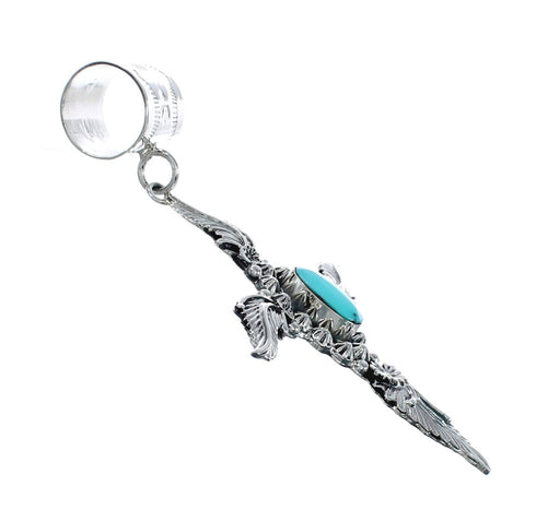 Native American Turquoise Leaf And Flower Sterling Silver Pendant AX129396